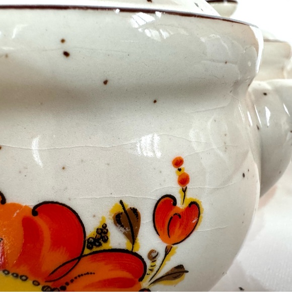 Set of 4 Retro Floral French Onion Soup Bowls Japan - Picture 4 of 13